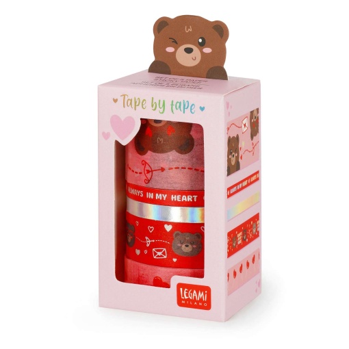 Fita decorativa washi tape LEGAMI Tape by Tape I Love You - Teddy Bear (5x5m)