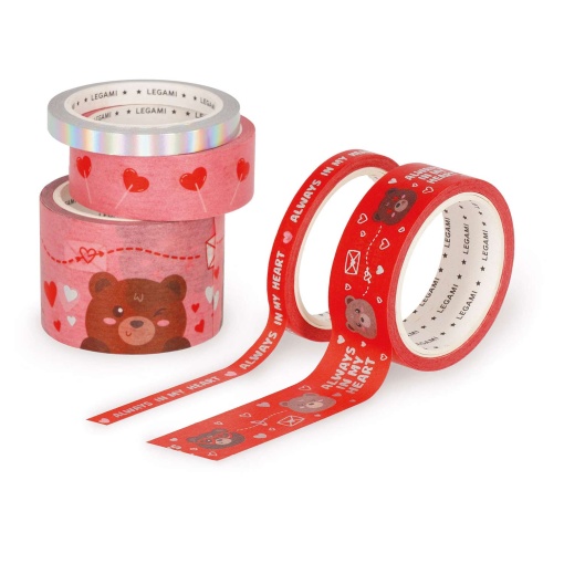 Decorative washi tape LEGAMI Tape by Tape I Love You - Teddy Bear (5x5m)