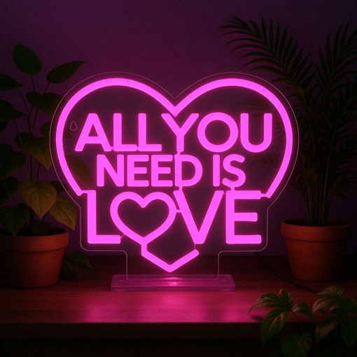 Lámpara de mesa con efecto neón "All You Need Is Love" LEGAMI Te amo