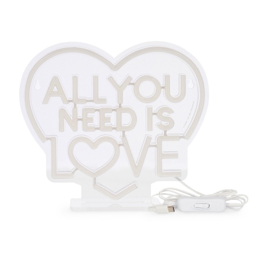 Lámpara de mesa con efecto neón "All You Need Is Love" LEGAMI Te amo