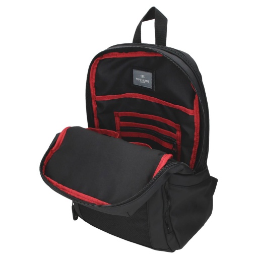 PEPE JEANS Durham black backpack for 13.3" laptop and 12" tablet, adaptable to a trolley.