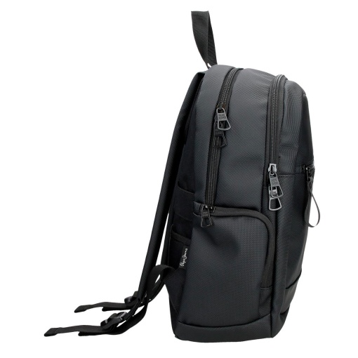 PEPE JEANS Dorking black backpack for 15" laptop and 12" tablet, adaptable to a trolley.