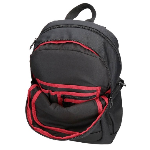 PEPE JEANS Dorking black backpack for 15" laptop and 12" tablet, adaptable to a trolley.