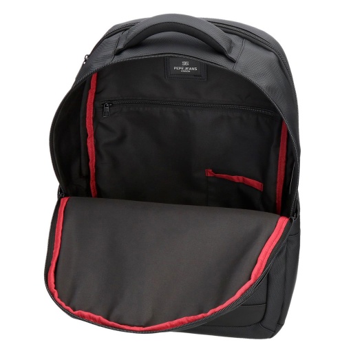 PEPE JEANS Dorking black backpack for 15.6" laptop and 12" tablet, adaptable to a trolley.