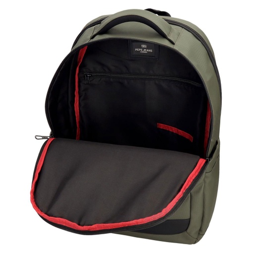 PEPE JEANS Dorking khaki backpack for 15.6" laptop and 12" tablet, adaptable to a trolley.