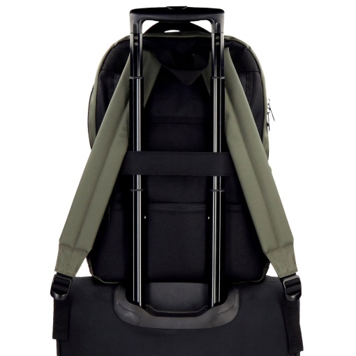 PEPE JEANS Dorking khaki backpack for 15.6" laptop and 12" tablet, adaptable to a trolley.