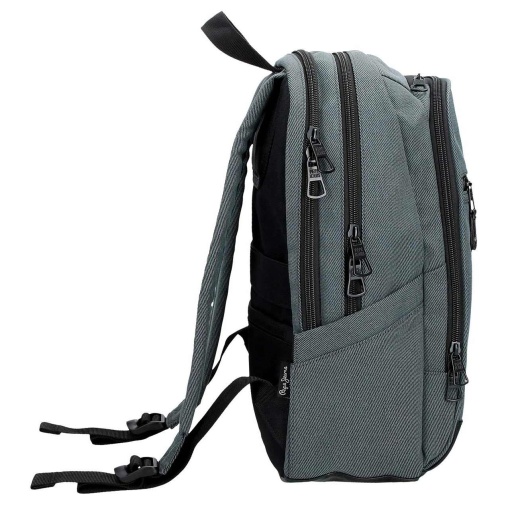 PEPE JEANS Aiden blue backpack for 13.3" laptop and 12" tablet, adaptable to a trolley.