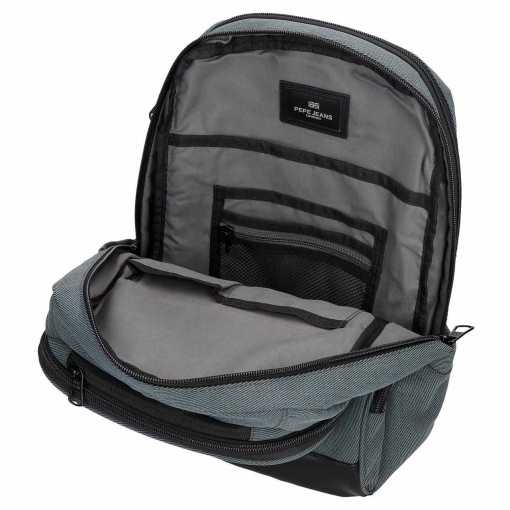 PEPE JEANS Aiden blue backpack for 13.3" laptop and 12" tablet, adaptable to a trolley.