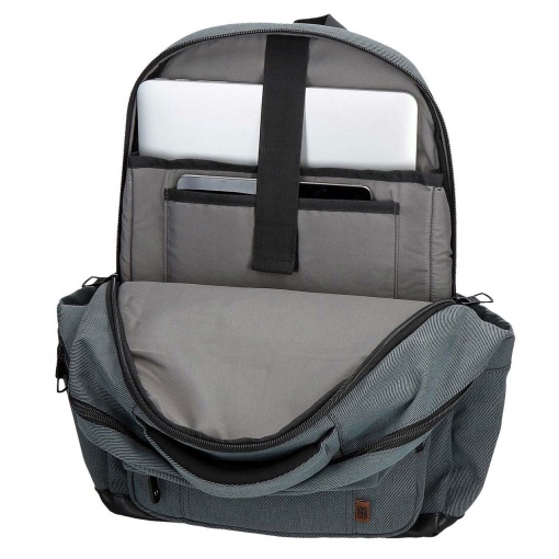 PEPE JEANS Aiden blue backpack for 15.6" laptop and 12" tablet, adaptable to a trolley.