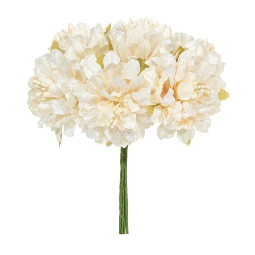 Flores de tecido 13cm hortênsias bege (6 unidades) 02