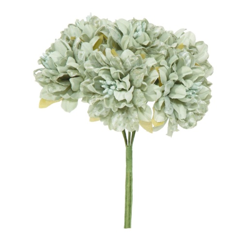 Flores de tecido 13cm hortênsias verde (6 unidades) 23