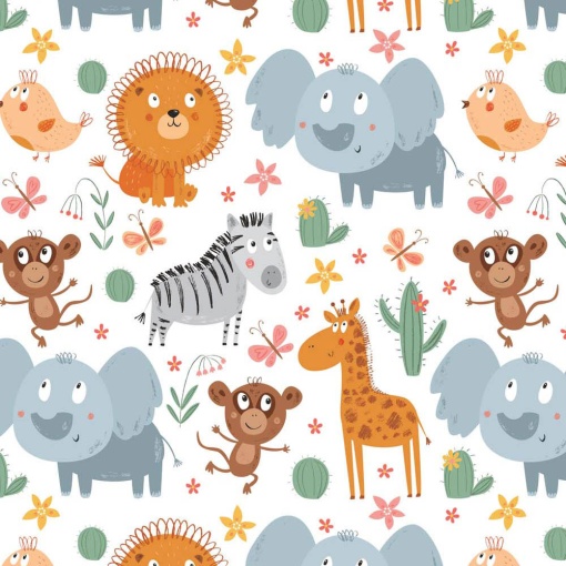 Papel de embrulho JOL Infantil 70x100cm animais da selva