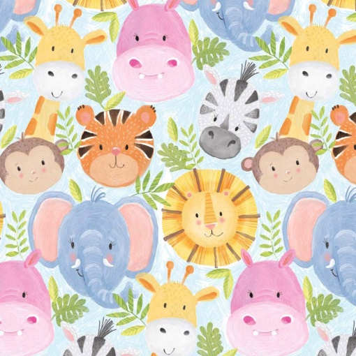 Papel de embrulho JOL Infantil 70x100cm animais selvagens