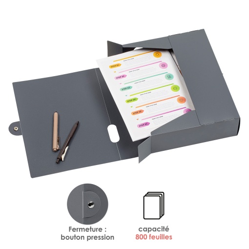 Caixa de arquivo morto VIQUEL Business Class A4 lombada de 80mm cinza