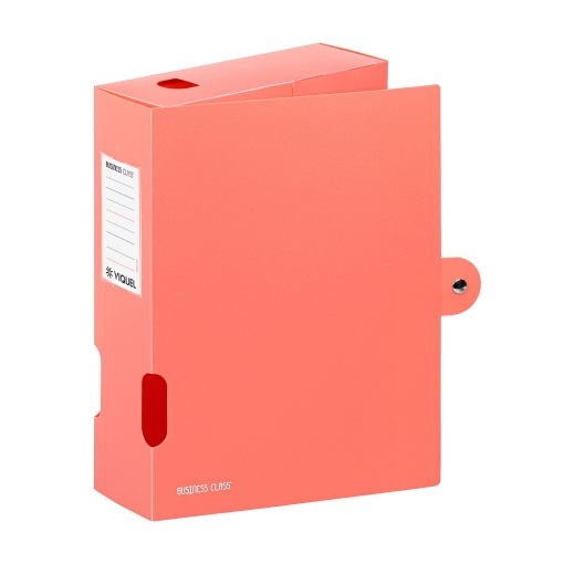 VIQUEL Business Class A4 archive folder, 80mm spine, coral color.