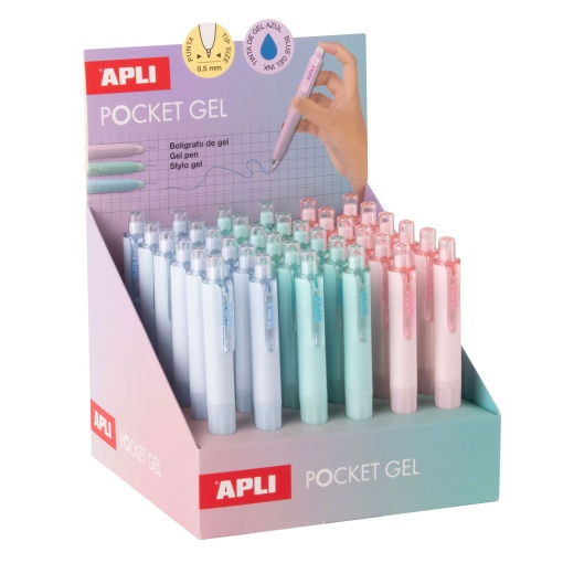 Esferográfica de gel mini APLI Pocket Gel pastel sortido