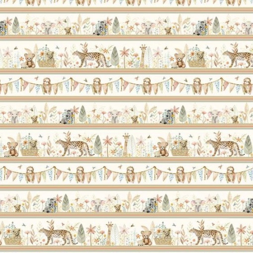 Tecido HILOGAR Mini Menagerie 01 bege/multicor 1x1,10m