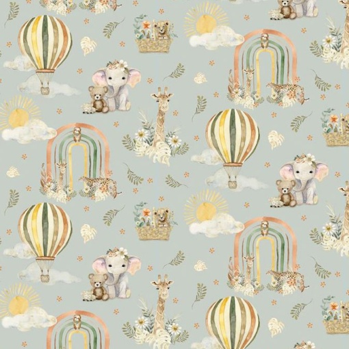 Tecido HILOGAR Mini Menagerie 04 menta 1x1,10m