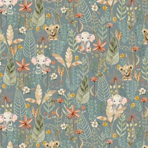 Tecido HILOGAR Mini Menagerie 09 azul 1x1,10m