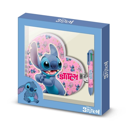 Diário coração + esferográfica de 6 cores DISNEY Stitch