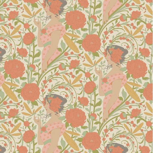 Tecido TILDA Songbird Aubrey Coral 1x1,10m