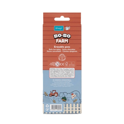 Set of 3 erasable ballpoint pens MR. WONDERFUL Bo Bo Quinta (chicken, rooster and duck)