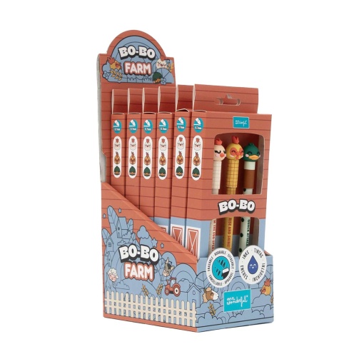 Set of 3 erasable ballpoint pens MR. WONDERFUL Bo Bo Quinta (chicken, rooster and duck)