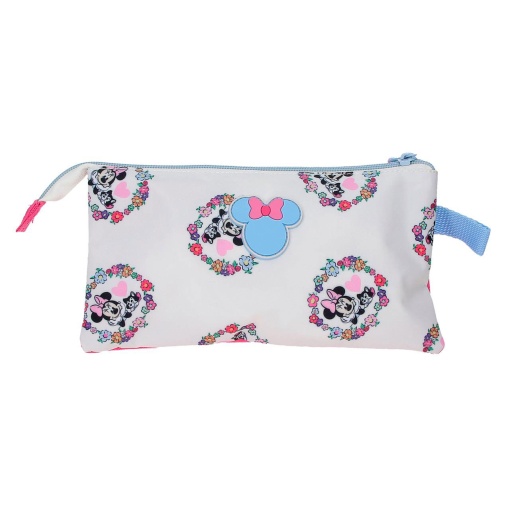 Estuche triple con diseño de Minnie Mouse y flores de Disney