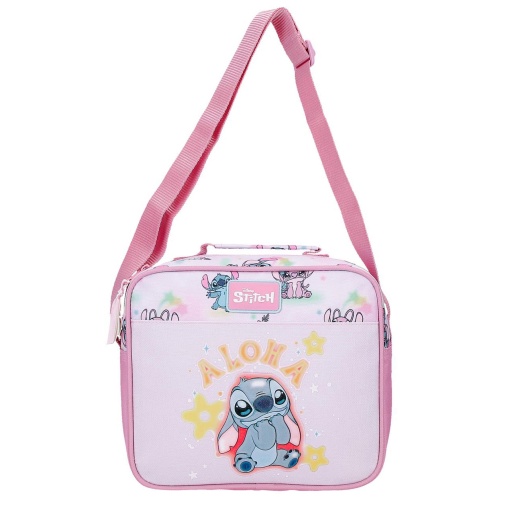 Lancheira Disney Stitch Aloha 23x20x9cm adaptável a trolley
