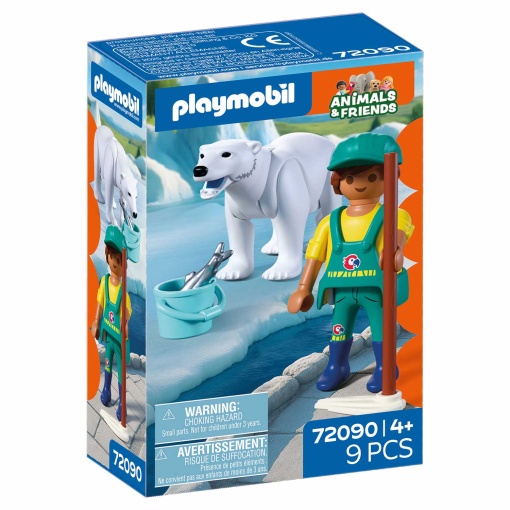 PLAYMOBIL Animal & Friends Zoo: Urso Polar e Guarda do Zoo 72090