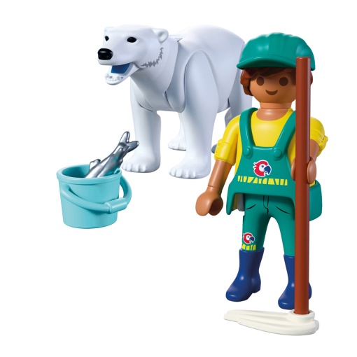 PLAYMOBIL Animal & Friends Zoo: Urso Polar e Guarda do Zoo 72090