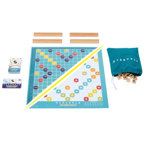 SCRABBLE de madeira 2 em 1 Mattel Games (Versão portuguesa) JLJ59