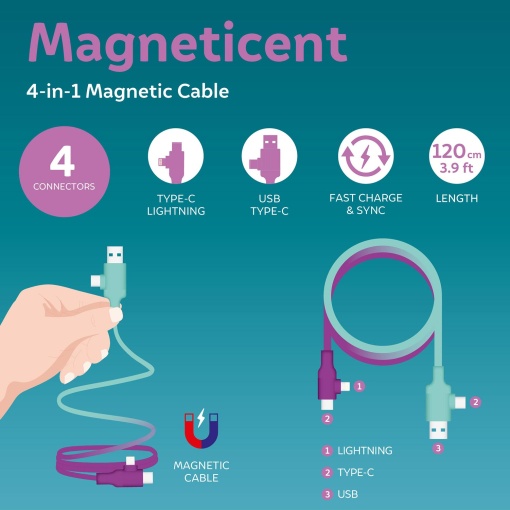 Cable magnético LEGAMI Magneticent 4 en 1