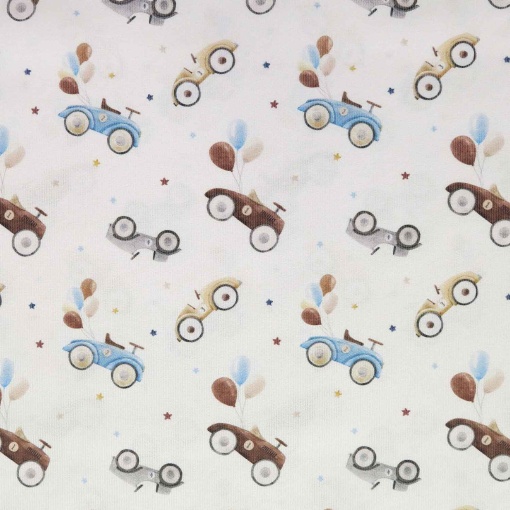 Tecido fustão carrinhos branco 1x1,50 m