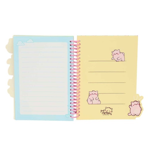 Cuaderno espiral A5 con separadores, PEMBE El Gato Rosa rayado, 80 hojas.