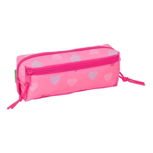 Benetton Heart triple pencil case with elastic band.