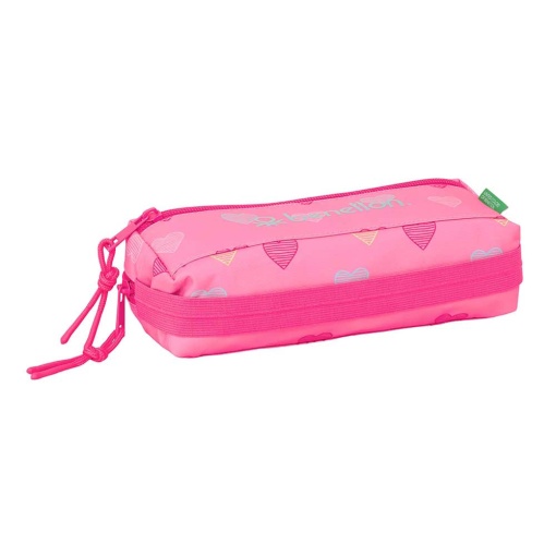 Benetton Heart triple pencil case with elastic band.