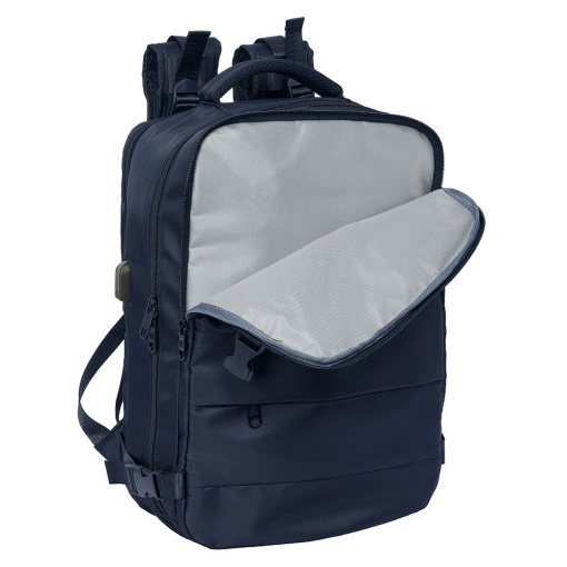 Mochila de viaje SAFTA azul adaptable a trolley.