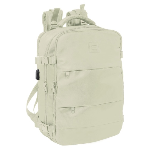 SAFTA beige travel backpack adaptable to a trolley.