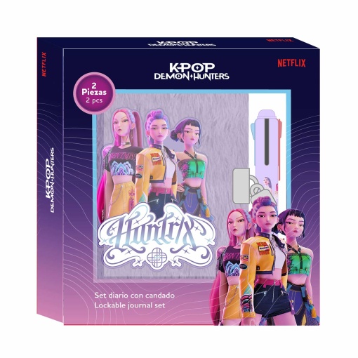 Diário + esferográfica 4 cores K-POP Demon Hunters