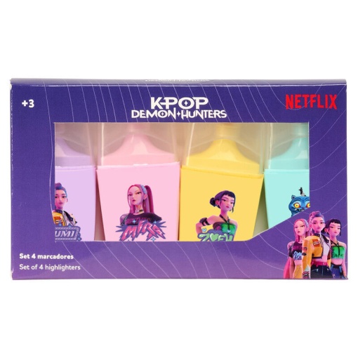 Sublinhador fluorescente K-POP Demon Hunters mini 4 cores