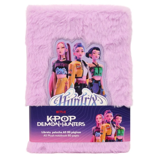 Cuaderno de peluche A5 K-POP Demon Hunters, 80 hojas rayadas