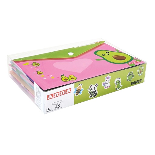 A5 ARDA Fancy Assorted Document Pouch with Button