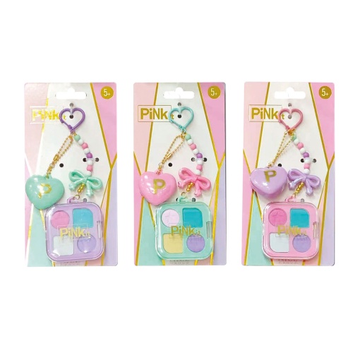 Glossy keychain + assorted NICE Pink It Glowbits eyeshadow palette