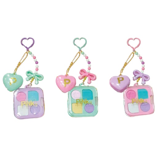Glossy keychain + assorted NICE Pink It Glowbits eyeshadow palette