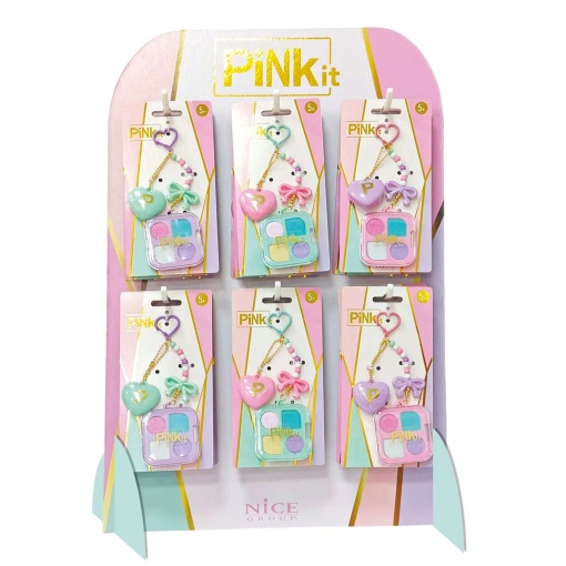 Glossy keychain + assorted NICE Pink It Glowbits eyeshadow palette