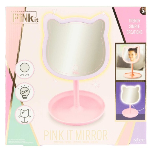 Espelho de maquilhagem com luz NICE Pink It