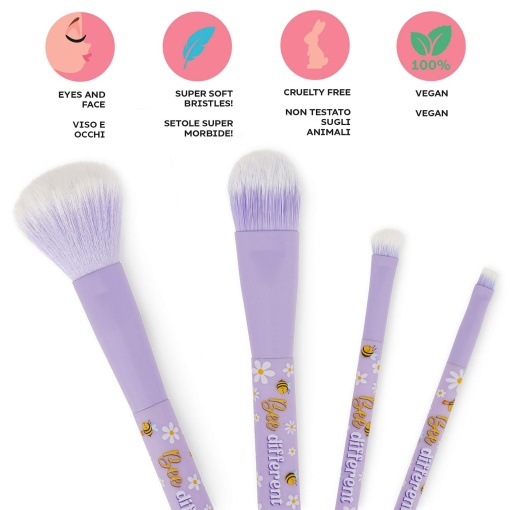 Legami Bee Different 4-piece makeup brush set "Oh my glow!"
