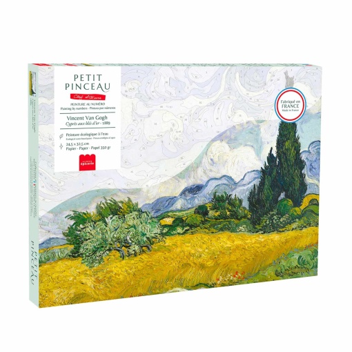 Pintar por números La Petite Épicerie Petit Pinceau 24,5x32,5cm - Cyprès aux blés d'or - Van Gogh