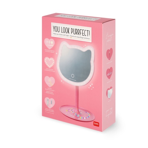 Espelho de maquilhagem com luz LEGAMI Kitty "You look purrfect!"